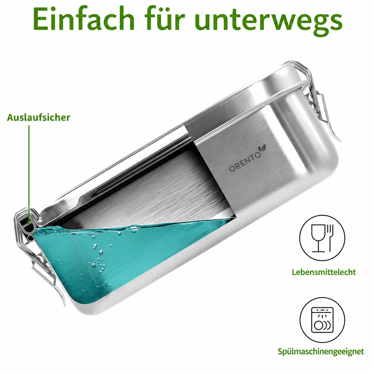 Orento Edelstahl-Lunchbox 1400 ml