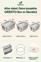 Orento Edelstahl-Lunchbox 1400 ml
