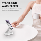 Weißer Smartphone- und Tabletständer – verstellbare Blickhöhe