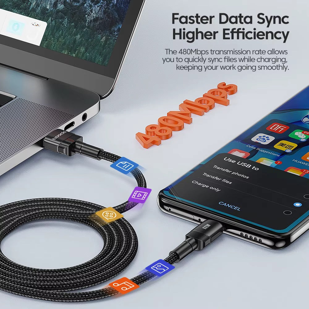 USB-A auf USB-C Kabel – Datenübertragung 480 Mbit/s
